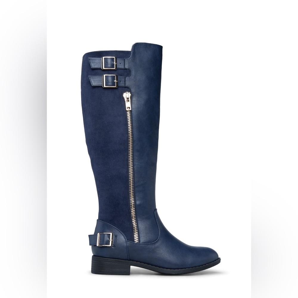 NEW FAUZ LEATHER FLAT BOOTS WITH ZIPPERED DETAILS - Picture 3 of 13